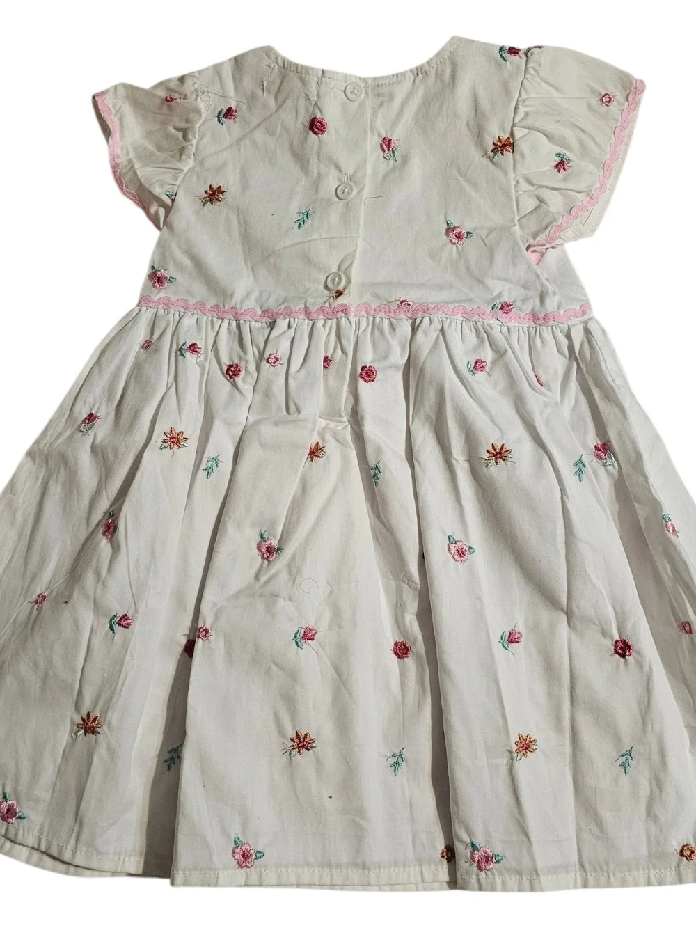 Cynthia Rowley White Cotton Dress with Multicolor Floral Embroidery